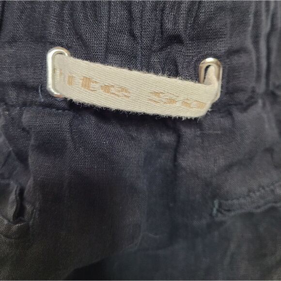 WHITE SAND black linen coastal grandma wide leg‎ pull on beach pants 46/M - Picture 6 of 10